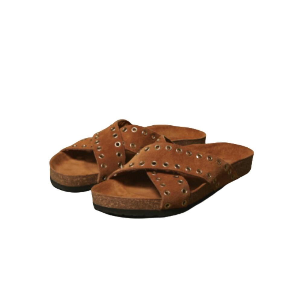 NEW HARTFORD edna eyelet sandal in camel suede